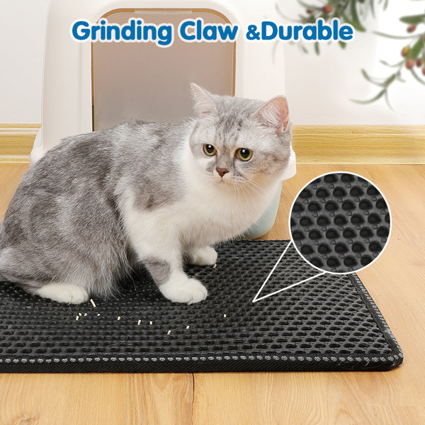 Cat Litter Mat,Kitty Litter Trapping Mat Waterproof Scatter Control Honeycomb Cat Litter Box Mat