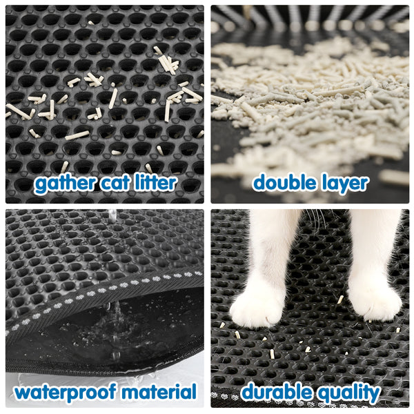 Cat Litter Mat,Kitty Litter Trapping Mat Waterproof Scatter Control Honeycomb Cat Litter Box Mat
